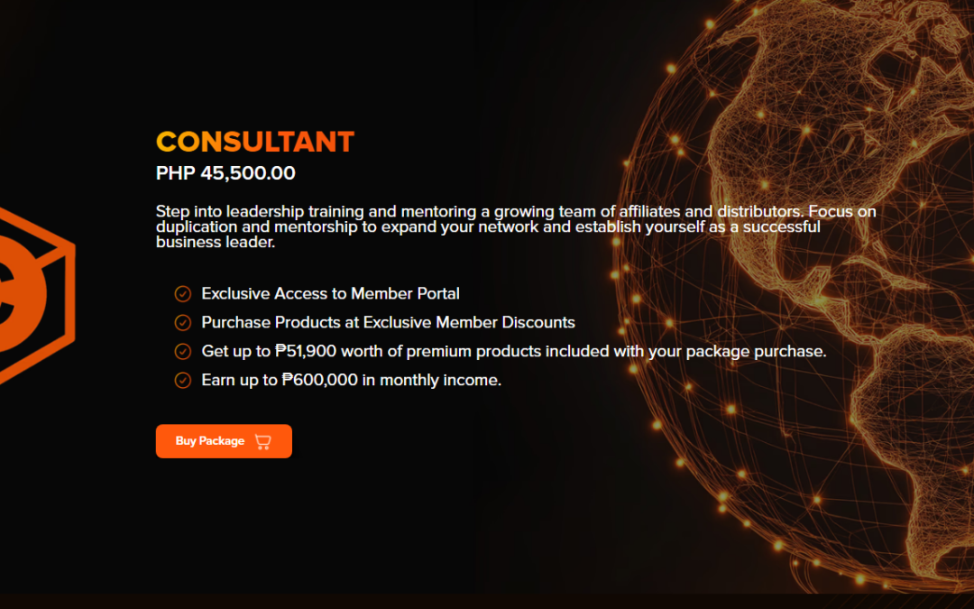 Wide-format image showing a digital membership portal with package sections and product bundle visuals.