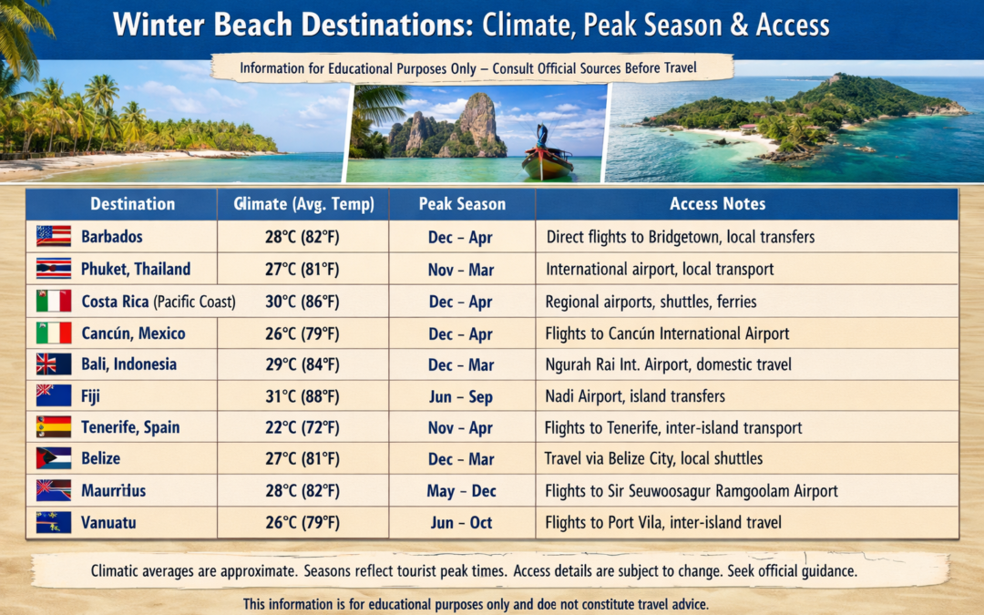 Beach Destinations for Winter Travel: Climate, Accessibility, and Local Context