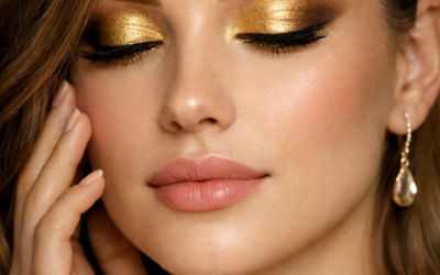 Metallic Gold Eyes & Soft Lip Shades
