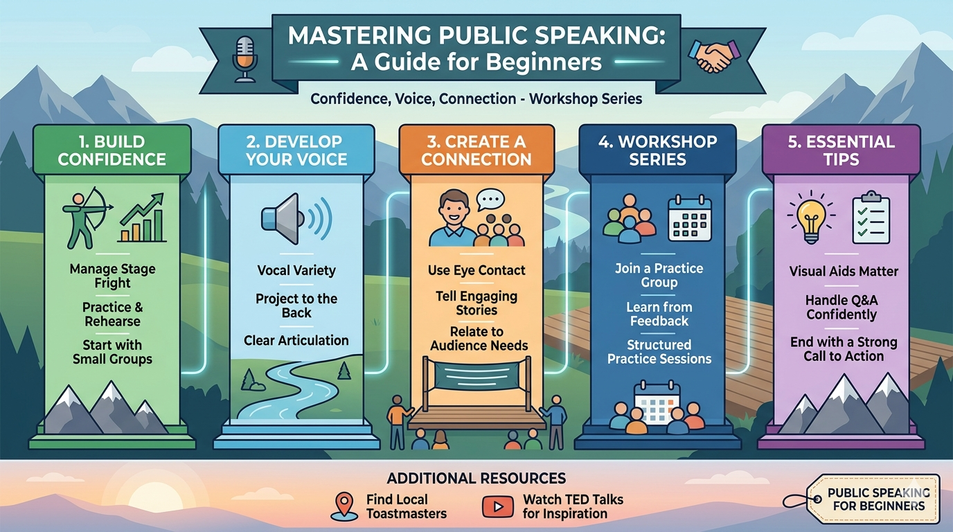 Visual diagram showing introduction, main points, and conclusion arranged in a simple speech structure