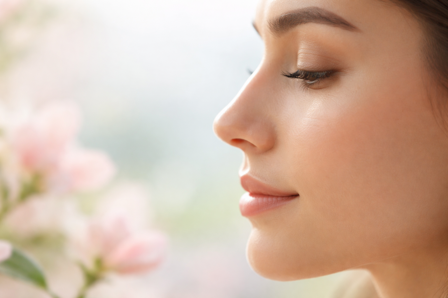 spring-nose-sculpting-trends-cover. Close-up of a person’s nose and face in soft natural lighting with minimal background detail