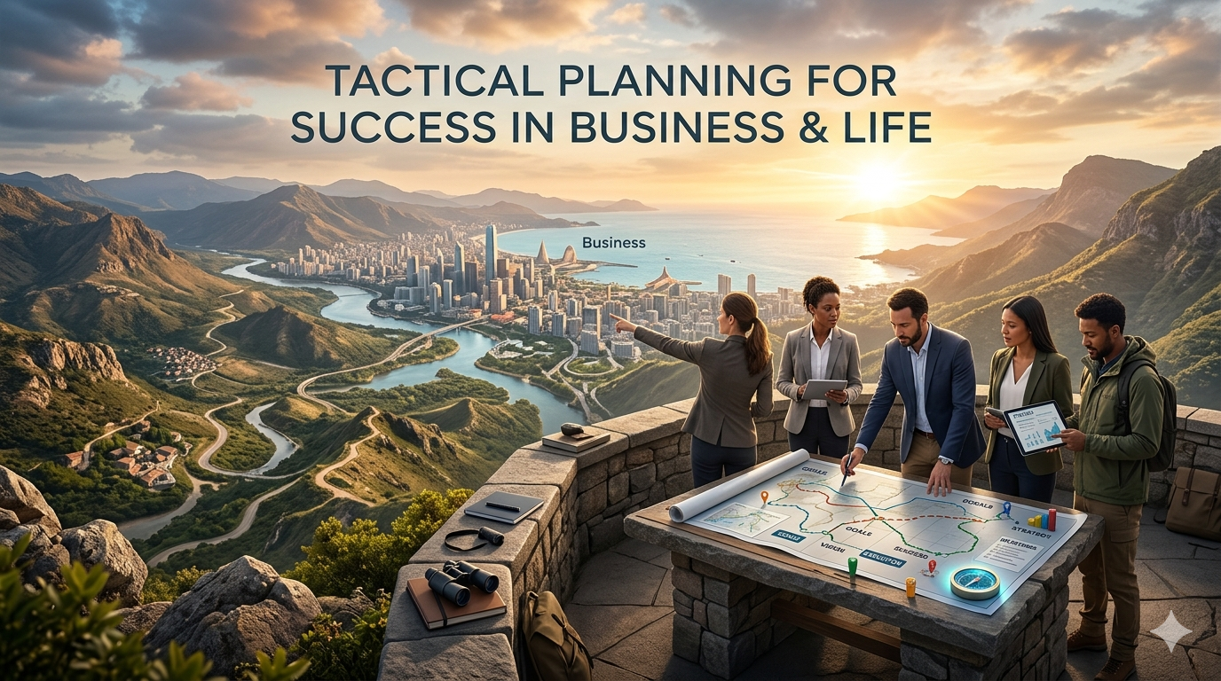 tactical-planning-business-life-structure. Desk setup with planner, calendar, and written task lists organized in a structured layout