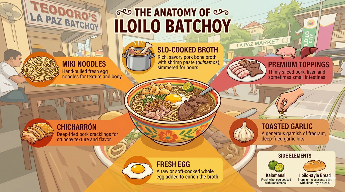 Visual chart showing components and nutrient sources in Iloilo Batchoy