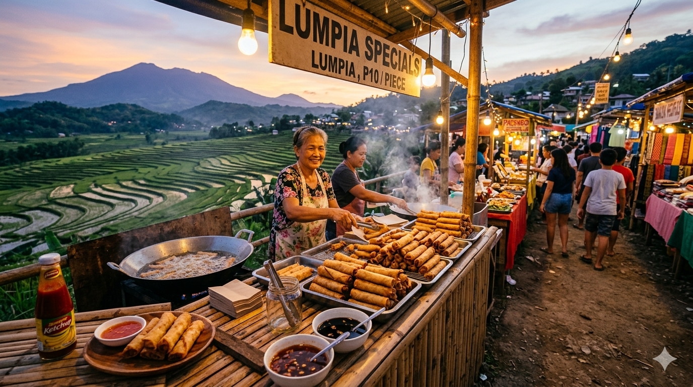 Plate of freshly prepared lumpia with visible vegetable and protein fillings.