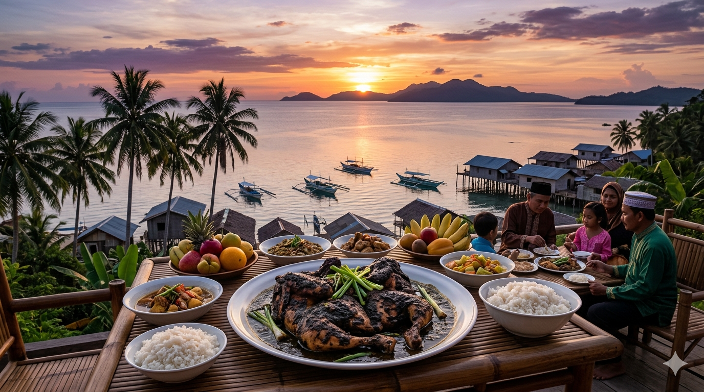 Plate of Piyanggang chicken with coconut-based sauce and spices