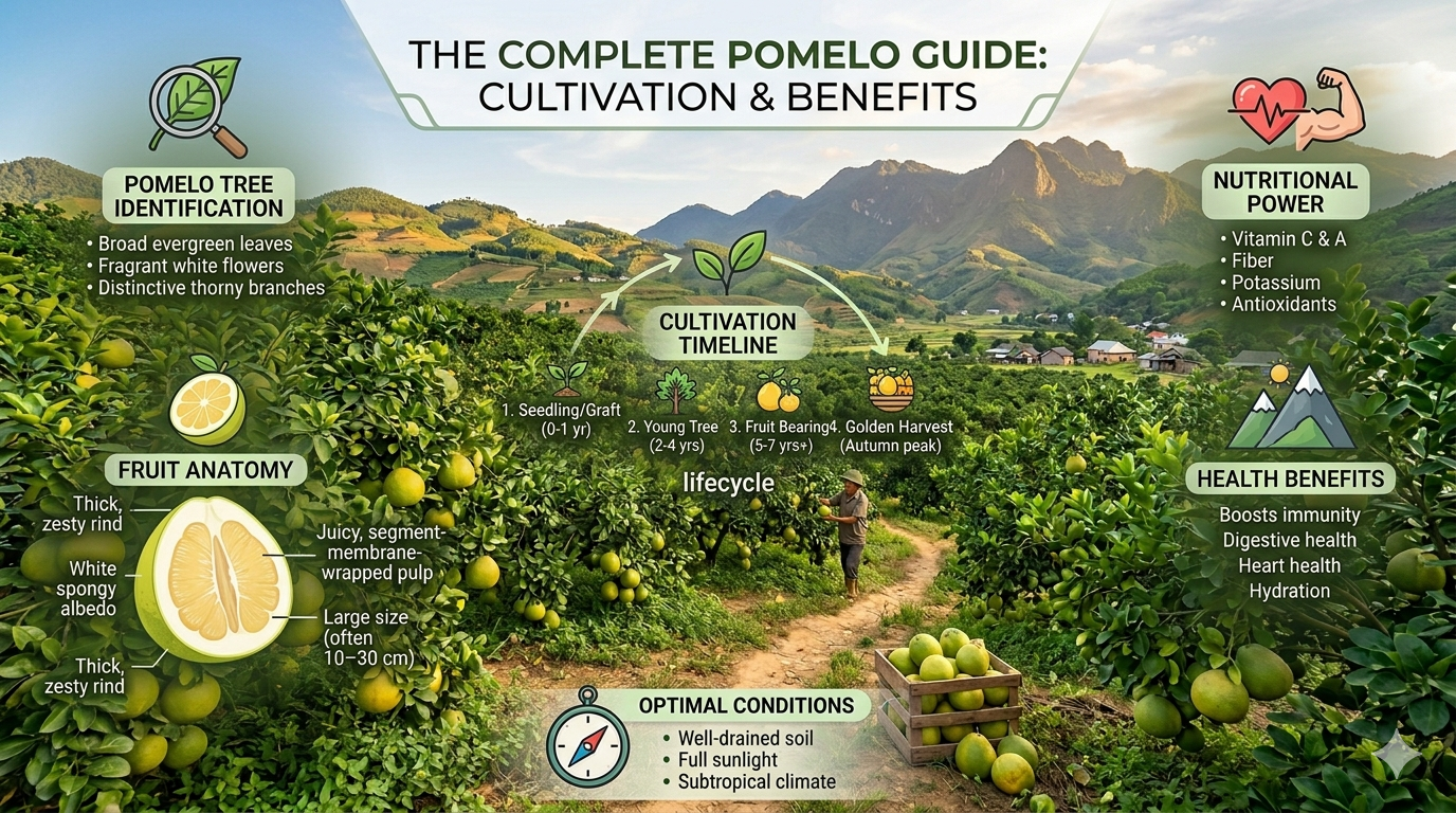 Chart showing approximate nutrients in pomelo per 100 grams