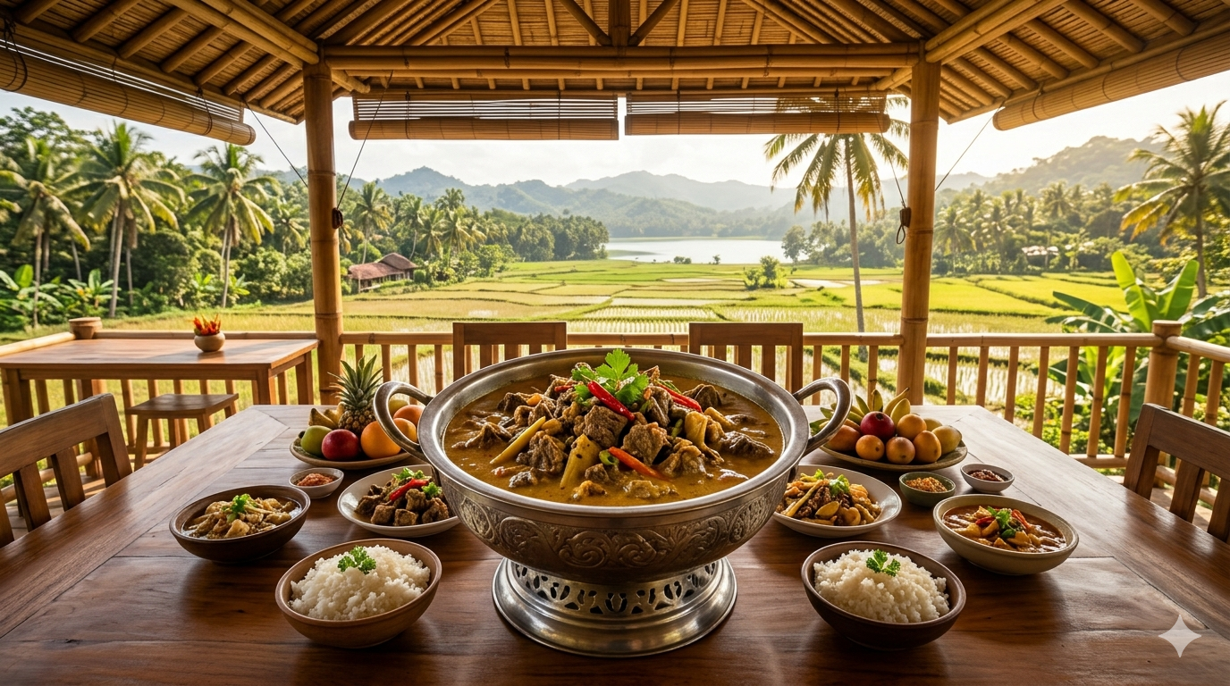 Plate of Sinina, Filipino spiced beef with garlic and pepper, cooked in traditional style